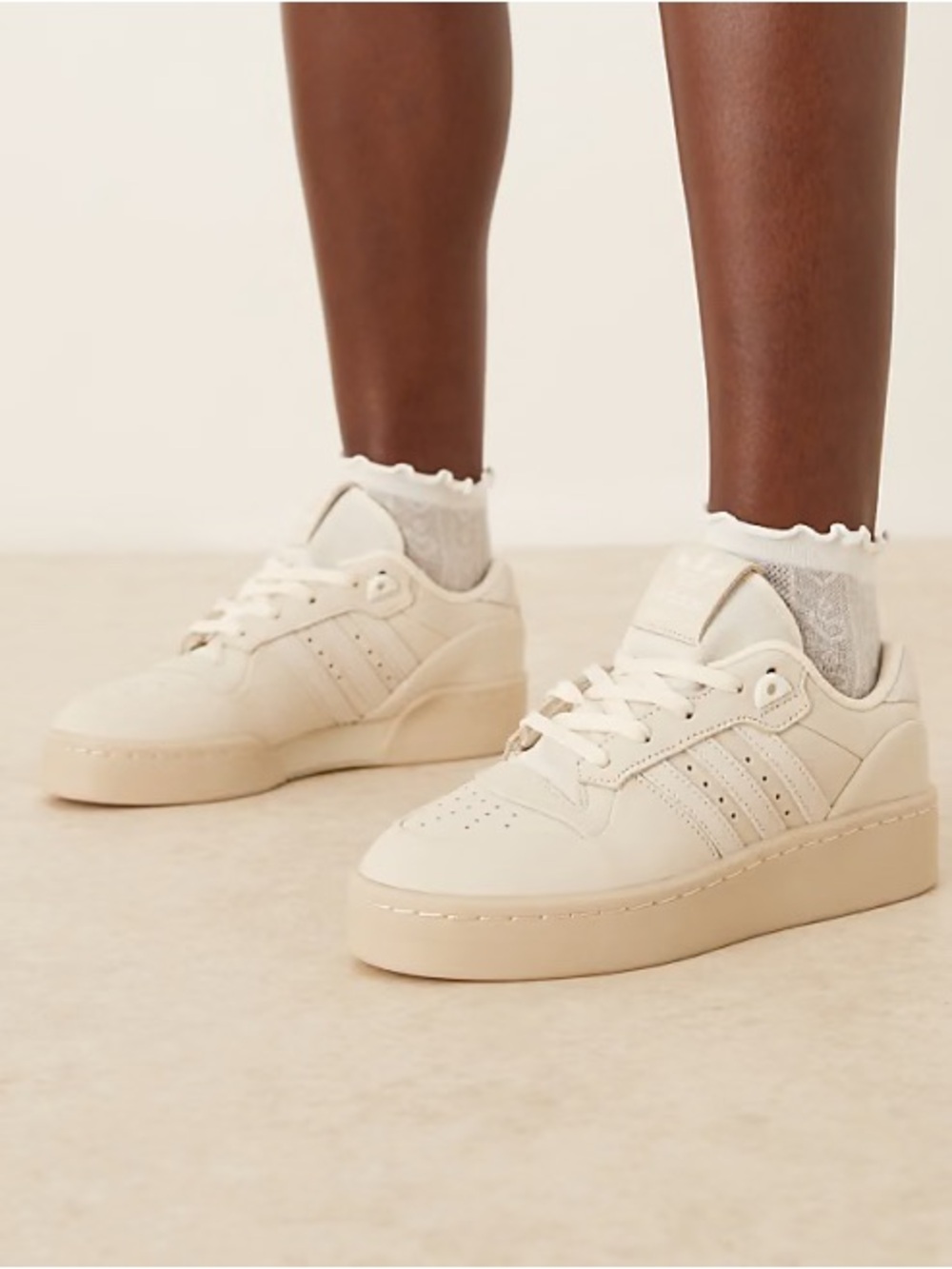 adidas Women’s Off-White Cream Low-Top Leather Sneakers
